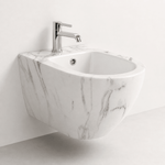 Vas Bideu Suspendat Alb cu Model Marmorat, Ceramică Sanitară, Montaj pe Perete - Casa Stile
