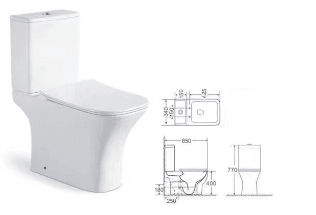 Vas WC cu rezervor negru mat T2065, capac cu inchidere lenta si armatura incluse - Casa Stile