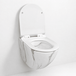 Vas WC suspendat marmorat alb, capac duroplast soft-close - Casa Stile