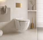 Vas WC suspendat marmorat alb, capac duroplast soft-close - Casa Stile