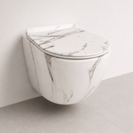 Vas WC suspendat marmorat alb, capac duroplast soft-close - Casa Stile