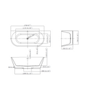 Cada baie freestanding Verona WB6019, 1700 x 800 mm, alb lucios, acril dublu stratificat